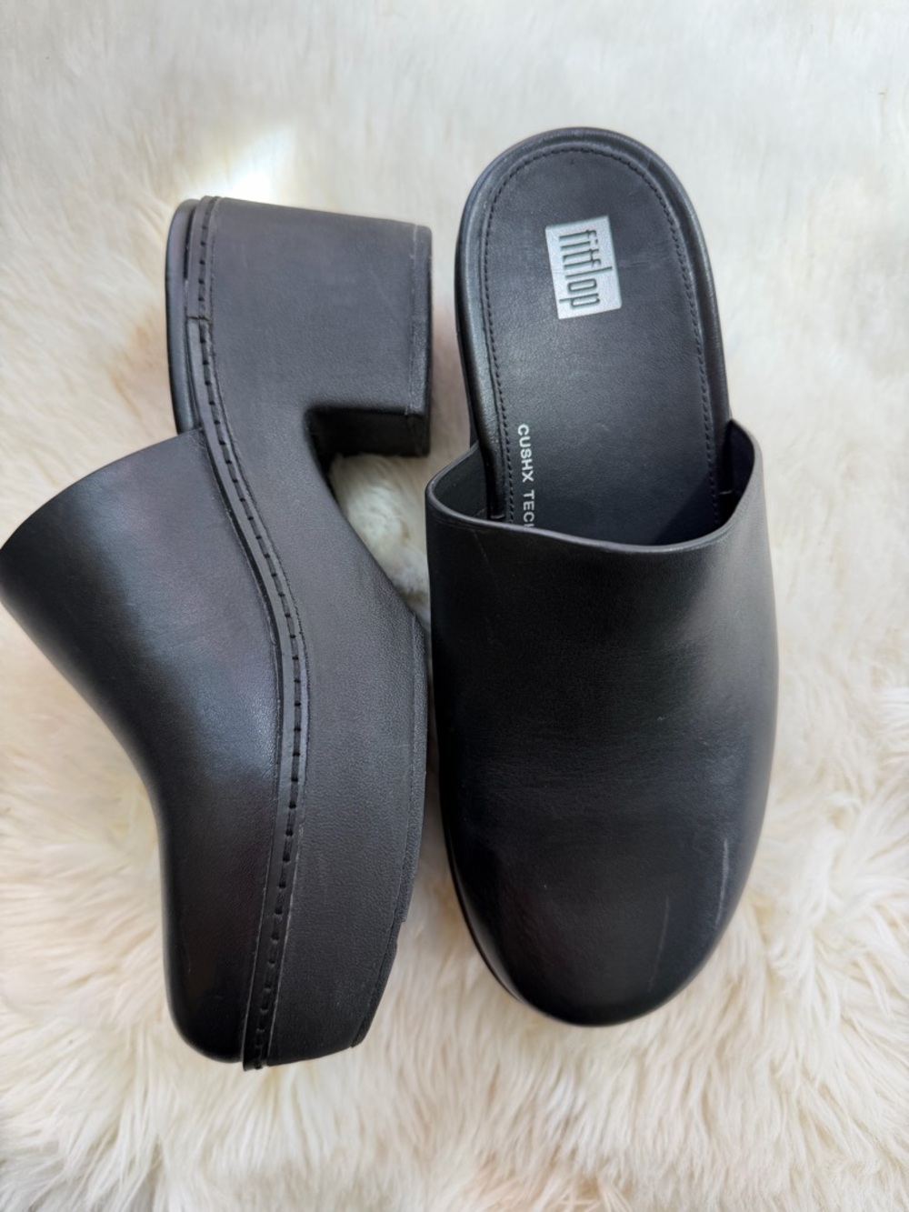 Fitflop Black Platform Mule Clogs sz 38